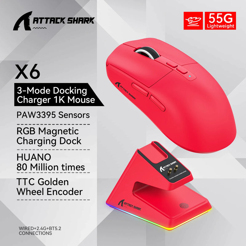 Attack Shark X6 Wireless Ergonomic Gaming Mouse