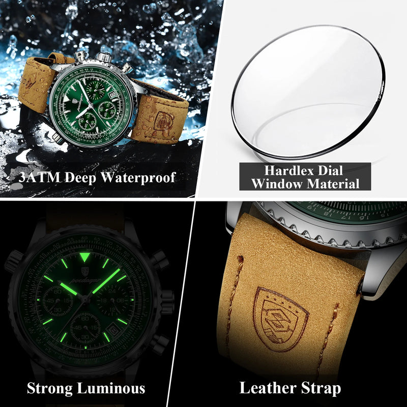 POEDAGAR Relógio de Luxo Masculino Qaurtz
