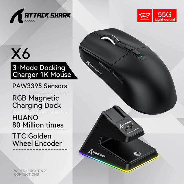 Attack Shark X6 Wireless Ergonomic Gaming Mouse