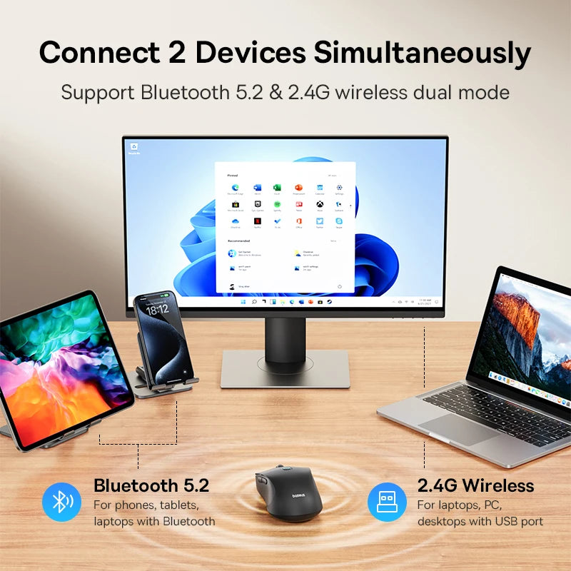 Baseus F02 Wireless Mouse Ergonomic